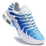 Men's Trainers Air Cushion Running Shoes Athletic Sport Tennis Sneakers Gym Jogging Fitness Walking Casual Shoes White Blue