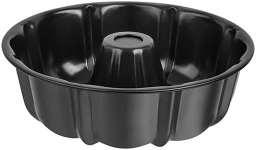 Onader 10 Inch Cake Pan, Non-Stick Round Fluted Tube Pan for Baking Pound Cake, 10 Cups Large Heavy Duty Carbon Steel Baking Mold Bakeware, Black