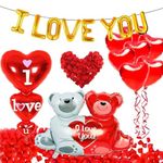 PMELCXD Valentine's Day Balloon Decorations 20 Pcs heart balloons with 500 PCS Rose Petals, red balloons, engagement party decorations, room decorations, romantic decorations, for Wedding