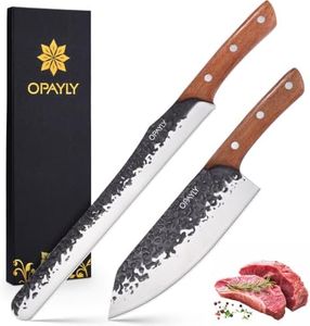 OPAYLY 2PCS brisket Carving Knife Set, Hand-Forged Razor Sharp carving knife & meat knife, BBQ for Meat Cutting, Slicing & Steak Kitchen Ideal Gift for Men
