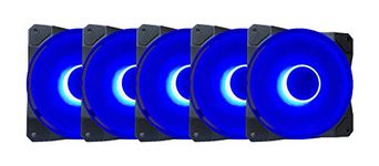 Apevia CO512L-BL Cosmos 120mm Blue LED Ultra Silent Case Fan w/ 16 LEDs & Anti-Vibration Rubber Pads (5 Pk)