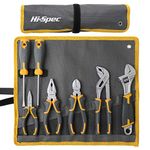 Hi-Spec Tools 7pc Pliers Set & Wrench Hand Tool Kit Set with Screwdrivers. Complete Home DIY Basics of Diagonal Plier Set & Adjustable Spanner