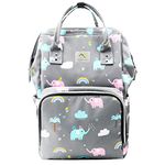 House of Quirk Baby Diaper Bag Maternity Backpack (Grey Elephant)