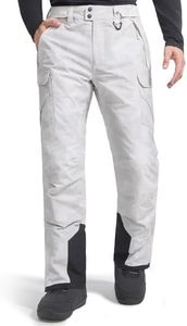 FREE SOLDIER Men's Waterproof Snow Insulated Pants Winter Skiing Snowboarding Pants with Zipper Pockets (Camo White XX-Large(46-48)/34L)