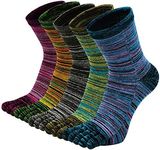 Toe Socks Mens Five Finger Socks Cotton Sports Running Socks, Athlete Crew Socks with Toe for Men, 6-10, 5 Pairs