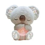 Breathing Otter Relief Koala Breathing Stuffed Animal for Anxiety, Mush Sleepy Otter for Adults Plush Koala Sleep Buddy with Sensory Music Lights Adjustable Rhythmic Breathing (COLAWHITE)