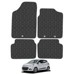 Rubber Car Mats Compatible with Hyundai I10 (2009-2014) Tailored Fit Rubber Floor Mats Set Accessory Black Custom Fit 4 Pieces with Clips - Anti-Slip Backing, Heavy Duty & Waterproof