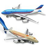 Crelloci Plane Toy Die Cast Aeroplane Model Metal Airplane Toys Aircraft, Pull Back Light Up and Sound Play Vehicle for Kids Boys Girls Toddlers Children 2 3 Years Old Blue