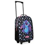 Disney Kids Suitcase - Foldable Trolley Bag 47 x 30cm, 2 Wheels Extendable Handle - Kids Gifts (Black Stitch)