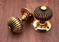 Infinity Decor Antique Style Regency Reeded Round Door Mortice Knob Set Brass - Nickel - Aged Brass 60mm (Aged Brass)