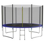 GALACTICA 12FT Round Trampoline Set Outdoor Garden Safety Net Enclosure Spring Jump Mat Padding Ladder GT-TS-03 Blue