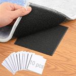 Rug Grippers, Rug Anchors Carpet Hook and Loop Velcro Non-Slip Mat Anti-Skid Stickers (10PCS, Black)