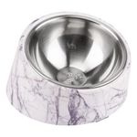 SuperDesign Mess Free 15° Slope Bowl for Dogs and Cats, Tilted Angle Bulldog Bowl Pet Feeder, Non-Skid & Non-Spill, Easier to Reach Food L/2 Cup Marble Pattern