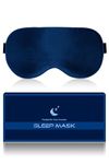 Aosun Silk Sleep Mask, Eye Mask, 22Momme 100 Percent Pure Mulberry Silk Blackout Anti-Allergy Natural Silk Eye Mask with Adjustable Headband, Suitable for Men and Women (Blue)