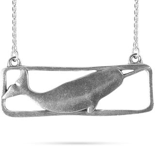 Danforth - Narwhal Pewter Necklace - 16-Inch 2-piece Wheat Chain - Made in the USA, Pewter, No Gemstone