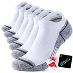 TANSTC Mens Running Socks, Cushioned Sports Socks Anti-Blister Cotton Trainer Socks for Men Women Ladies Low Cut Breathable Athletic Ankle Socks (3 Pairs),White,L