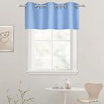 DECOVSUN Sky Blue Valances for Windows 42X18 Inches Blackout Thermal Insulated Valance with Grommet Top for Kitchen Living Room Short Straight Drape Valance for Bedroom Kids Room 1 Panel