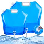 2 Pack Camping Water Containers, Collapsible Water Container with Tap, 5/10L Portable Carrier Water Bag Reusable for Sport Camping Hiking Picnic BBQ Water Storage Containers (with Spigot 5/10L, Blue)