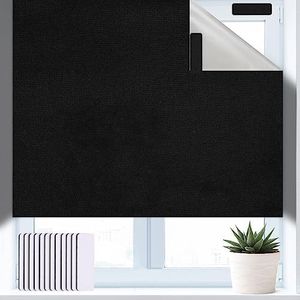 Portable Blackout Blinds, Temporary 100% Blackout Material, Easy to Stick On No Drill Blinds Blackout Curtains for Bedroom, Nursery, Loft (145 * 200cm)