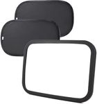 Funbliss Baby Car Mirror + 2-Pack Car Window Shades Bundle -100% Shatterproof, Wide Angle Convex