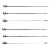 Rudra Exports Teardrop Bar Spoon, Extra Long Bar Stirrer 40 cm, Cocktail Spoon Mixing Spoon Stainless Steel Professional Cocktail Bar Tool Japanese Style Teardrop End Design (Pack of 6)
