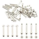 Hocansen 25 Set/50 PCS Chicago Screws M5x35 Round Flat Head Rivets Metal Binding Screws Posts for Leather Craft and Bookbinding (M5*35/ZBD)