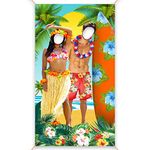 Hawaiian Party Decorations Photo Booth Backdrop Luau Couple Beach Party Decorations Fabric 92 x 183cm Beach Surf Aloha Tiki Bar Accessories Luau Party Decorations, Large Photo Booth Props Background