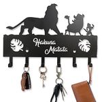 Viiluuxr Metal Key Holder for Decorative Key Organizer Wall Mounted Entryway Key Belt Mask Umbrella Hooks Personalized Key Hanger for Front Door Garden Farmhouse Bedroom, Black 12 Inch. (Lion)