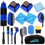 CLSK9° Car Cleaning Kit 16Pcs, Car Washing Kit with Cleaning Products, 36cm Long Wheel Brush, Interior Car Detailing Brushes with Car Wash Mitt, 600gsm Microfiber Towels with Windows Cleaner Set