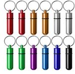 Aluminum Pill Box,12 Pieces Portable Pill Holder Keychain Medication Case Container for Outdoor Camping Traveling