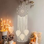 Nice Dream Macrame Dream Catcher Large Dream Catchers for Bedroom Boho Wall Hanging Decor with 3 Woven Feather Tassels Home Decoration Ornament