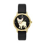 kate spade new york Women's Metro Three-Hand Puppy Black Leather Band Watch (Model: KSW9069)