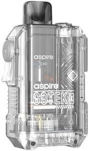 Aspire Kit oficial de Gotek X Vape Starter Pod de 13 W, batería integrada de 650 mAh, 2 ml, recargable, repuesto para cigarrillos electrónicos, sin nicotina (transparente)