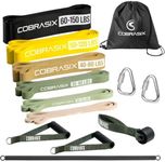COBRASIX Set of 6 Resistance Bands with Handles, Door Anchor & Bar | Long Resistance Bands for Working Out & Strength Training | Exercise Bands for Home Gym | Pull Up Assistance Bands | Men and Women