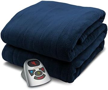 Biddeford Blankets Micro Plush Electric Heated Blanket with Digital Controller, Full, Navy Blue