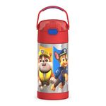 THERMOS FUNTAINER 12 Ounce Stainless Steel Vacuum Insulated Kids Straw Bottle, Blue Paw Patrol