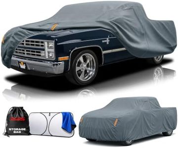 Waterproof Heavy Duty Car Cover Custom Fit Chevrolet Chevy C10 Crew Cab Long Bed, Full Exterior Cover with Sunshade, Cotton Liner and Breathable Ventilation Mesh, Sun Rain UV Protect with Door Zipper