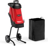 Goplus 15-AMP Electric Wood Chipper and Shredder, Leaf Mulcher with Wheels, Safety Locking Knob, Collection Bag, 1.77 Inches Cutting Diameter, Max 15:1 Reduction