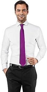 Vincenzo Boretti Camisa de Hombre, Ajustada Entallada (Slim-fit), 100% algodón, Manga-Larga, Cuello de tiburón, Lisa - no Necesita Plancha Blanco 41-42