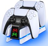 PS5 Controller Charger Station for PlayStation 5 Dualsense/Dualsense Edge, Charging Station with 4 RGB Light, PlayStation 5 Controller Accessories Charging Station, Charging Dock with Charging Cable