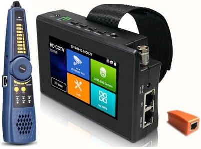EVERSECU 5 in 1 CCTV Tester with Cable Tracer Support Up to 4K IP Camera & 8mp Megapixel AHD, TVI, CVI & CVBS Analog Camera, Security Video Monitor with 4" Touch Screen, POE Out, WiFi Test, PTZ Test