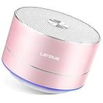 LENRUE Bluetooth Speaker, Mini Portable Speakers with LED Lights, Enhanced Bass, Built-in Mic, 5 Hour Playtime, Wireless Speaker for iPhone, iPad, Samsung, Laptops, Tablets, Car, Home (Rose Gold)