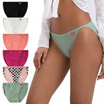 INNERSY Ladies Pants High Leg Sexy Underwear Midi Panties Cotton Knickers for Women Multipack 6 (12, 4 Plain/Dots/Checkered)