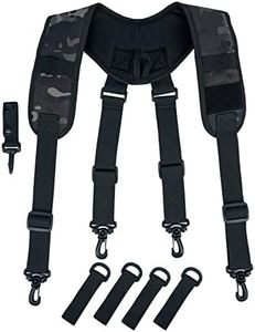 MELOTOUGH Tactical suspenders Duty Belt Law Enforcement Harness Padded Adjustable Police battle belt Suspenders with Key Chin and Patch (Black Camo)
