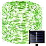 Oluote Solar Rope Lights,100 LEDs 33ft 2 Modes Outdoor String Lights, Waterproof String Copper Wire Light，Fairy Lights for Garden Yard Path Fence Tree Wedding Party Decorative (Green, 33)