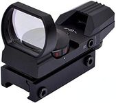 Hauska Red and Green 4 Reticle 5 Brightness Settings Dot Sight Scope Fits 20mm Rail with Weaver/Picatinny Rail Mount and Cover (Black)