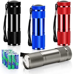 4 Pièce Mini Lampe de Poche Lampe Torche LED Aluminium Mini Lampe de Poche Enfant Petit avec 12 Piles AAA Étanche Lampe Torche avec Lanyard pour Camping Randonnée Outdoor