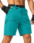 G GRADUAL Men's Hiking Cargo Shorts Stretch Quick Dry Outdoor Tactical Shorts for Men with Multi Pocket for Fishing Casual, Turquoise, Large