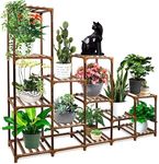 Snazzy Plant Stand indoor 12 tiers nature wood small plants shelf for multiple potted plants indoor outdoor plant holder rack table for Patio Window Garden Corner Balcony Living Room Office