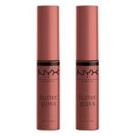 NYX Professional Makeup Butter Gloss, Non-Sticky Lip Gloss, Praline & Praline, Duo Pack